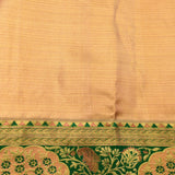 Elegant Peach And Green Kanjivaram Silk Saree With Gold Zari Peacock Motifs