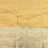 Peach Kanjivaram Silk Saree With Silver Border And Tonal Floral Weave