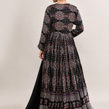 Black Cotton Silk Ajrakh Printed Anarkali Set