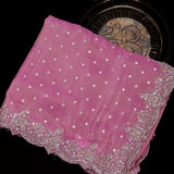 Pink Kanjivaram Saree With Gold Booti & Scalloped Floral Sequin Border