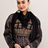 Black Cotton Silk Ajrakh Printed Anarkali Set
