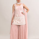 Soft Pink Georgette Embroidered Palazzo Set