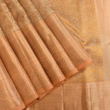 Peach Kanjivaram Silk Saree With Self Border And Tonal Floral Weave