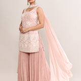 Soft Pink Georgette Embroidered Palazzo Set