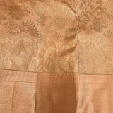 Peach Kanjivaram Silk Saree With Self Border And Tonal Floral Weave