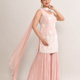 Soft Pink Georgette Embroidered Palazzo Set