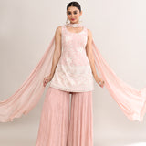 Soft Pink Georgette Embroidered Palazzo Set