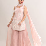 Soft Pink Georgette Embroidered Palazzo Set