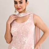 Soft Pink Georgette Embroidered Palazzo Set