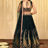 Bottle Green Tissue Georgette Lehenga Set