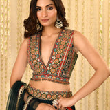 Bottle Green Tissue Georgette Lehenga Set
