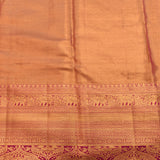 Gold Tissue Kanjivaram Silk Saree With Maroon Zari-Woven Border