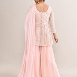 Pastel Pink Georgette Embroidered Palazzo Set