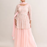 Pastel Pink Georgette Embroidered Palazzo Set