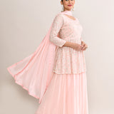 Pastel Pink Georgette Embroidered Palazzo Set