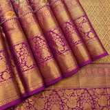 Mauve Kanjivaram Silk Saree With Purple Contrast Border And Multicolour Bird Motif