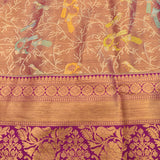 Mauve Kanjivaram Silk Saree With Purple Contrast Border And Multicolour Bird Motif