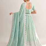 Pastel Soft Green Shimmer Embroidered Lehenga Set