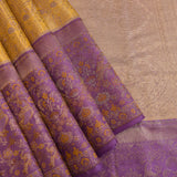 Yellow Kanjivaram Silk Saree With Mustard Pallu And Purple Peacock Zari Border