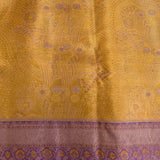 Yellow Kanjivaram Silk Saree With Mustard Pallu And Purple Peacock Zari Border