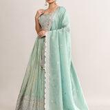 Pastel Soft Green Shimmer Embroidered Lehenga Set