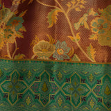 Teal Green Kanjivaram Silk Saree With Maroon Body And Gold Zari Geometric Weave