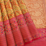 Mustard Yellow Kanjivaram Silk Saree With Pink Patola-Style Border