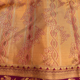 Elegant Mustard Yellow And Burgundy Kanjivaram Silk Saree With Gold Zari Weave