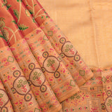 Kanjivaram Silk Saree In Salmon Pink With Antique Gold Zari Jaal Weave