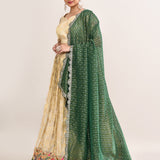 Pastel Cream Kota Fabric Floral Printed Lehenga Set