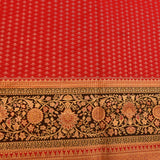 Mustard Orange Kanjivaram Silk Saree With Black Floral Border