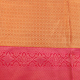 Mustard Yellow Kanjivaram Silk Saree With Pink Border And Multicolour Floral Weave