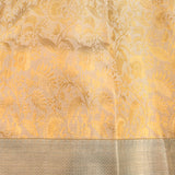 Elegant Pastel Peach & Blue Handwoven Kanjivaram Silk Saree With Intricate Floral Jaal