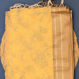 Cool Yellow Cotton Fusion Saree With Floral Embroidery