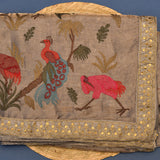 Grey Organza Tissue Saree With Embroidered Red Parrots And Floral Design With Gold Border