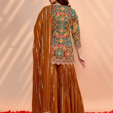 Earthy Orange Georgette Embroidered Sharara Set