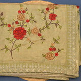 Sage Green Silk Saree With Hand Embroidered Rose Vines