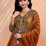 Earthy Orange Georgette Embroidered Sharara Set