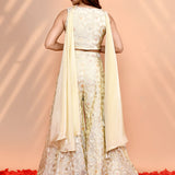 Off-White Tissue Silk Indo-Western Set