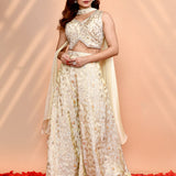 Off-White Tissue Silk Indo-Western Set