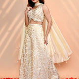 Off-White Tissue Silk Indo-Western Set