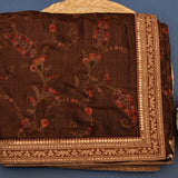 Regal Maroon Silk Saree With Hand-Embroidered Paisley & Floral Motifs