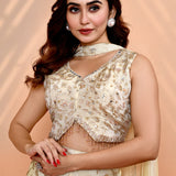 Off-White Tissue Silk Indo-Western Set