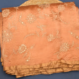 Peach Organza Tissue Designer Saree With Embroidered Floral Jaal