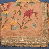 Peach Organza Tissue Embroidered Saree With Sequin Floral Details