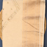 Beige Chanderi Minimal Handcrafted Saree