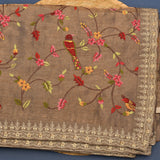 Elegant Light Brown And Beige Silk Blend Designer Saree