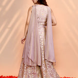 Muted Pink Tissue Silk Indo-Western Set