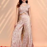 Muted Pink Tissue Silk Indo-Western Set