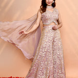Muted Pink Tissue Silk Indo-Western Set
